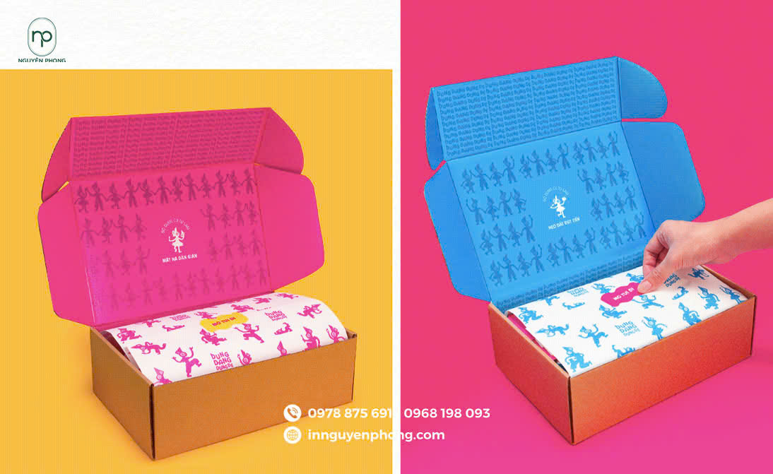 Hộp carton in logo nổi bật